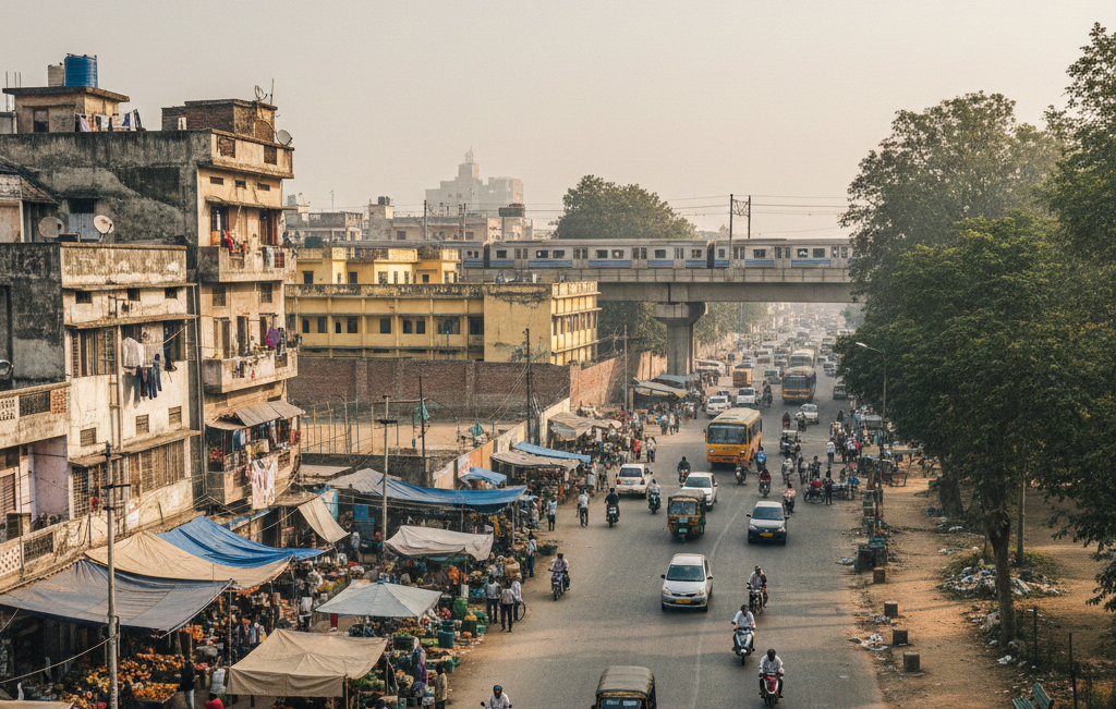 Real-life social and environmental conditions influencing population health.