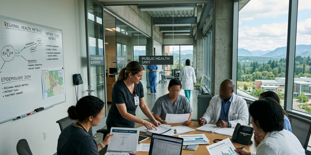 Global health systems and healthcare coordination in a public health environment.